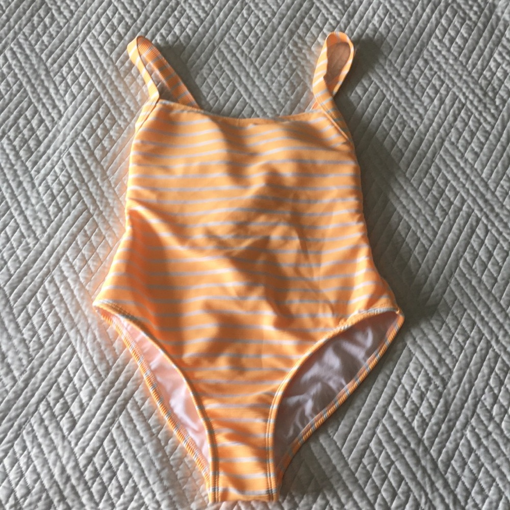 Striped yellow one piece bathing suit
